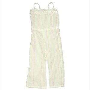 Janie and Jack Romper White with Neon Pinstripes Ruffle Detail Beach Summer